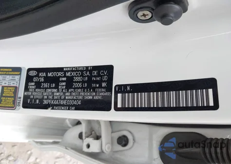 2017 Kia Forte Lx z USA, uszkodzony, nr VIN 3KPFK4A74HE030404